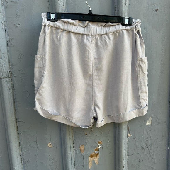 Wilfred Free High Rise Elastic Waist Pull On Linen Shorts, Size Medium - Picture 3 of 9
